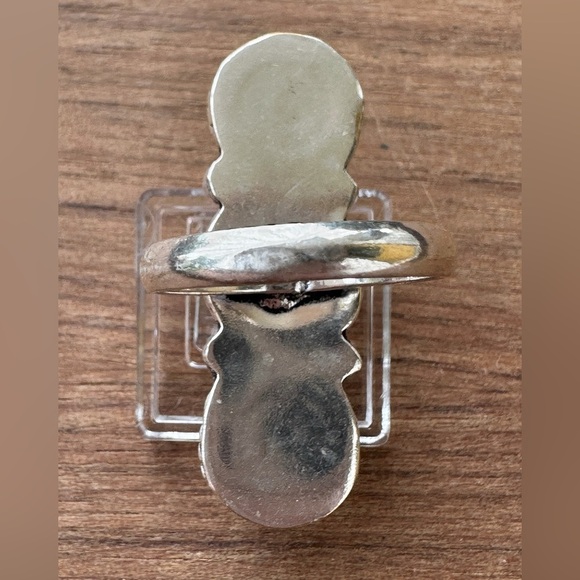 925 Sterling Silver and Triple Natural Rainbow Moonstone Ring - Picture 3 of 13